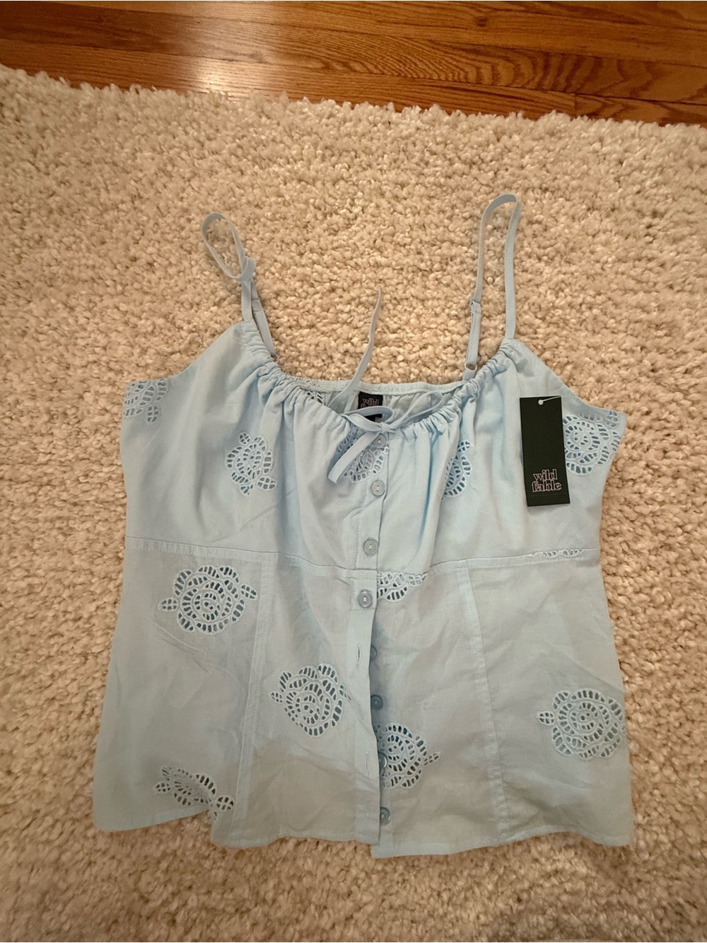 wild fable Pale Blue Eyelet Button-Front Cami